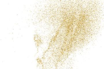 Gold Glitter Texture Isolated On White. Goldish Color Sequins. Golden Explosion Of Confetti. Design Element. Celebratory Background. Vector Illustration, Eps 10.