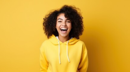 Teenager smiling stand isolated on pastel color background studio. - obrazy, fototapety, plakaty