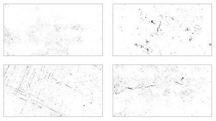 Set of for grunge textures. Vector distress overlay textures.