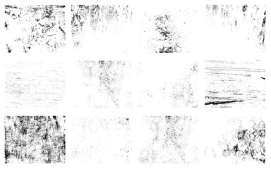 Collection of grunge texture. Abstract in black and white design. Set of grunge textures. Vector distress overlay textures.