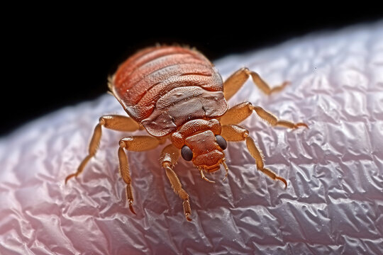 Close-up of a bed bug on skin - Generative AI