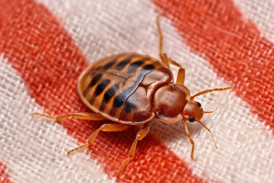 Close-up of a bed bug on a piece of fabric - Generative AI