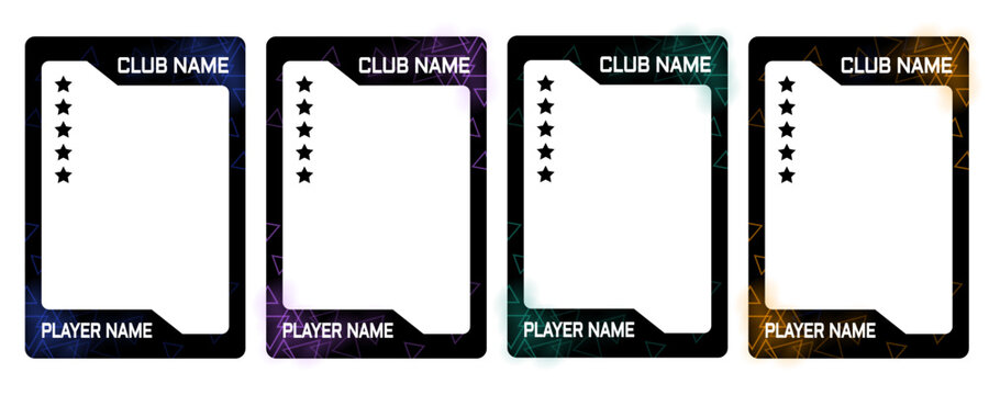 neon glow card border template with beautiful pattern for footbal player, hockey and game 