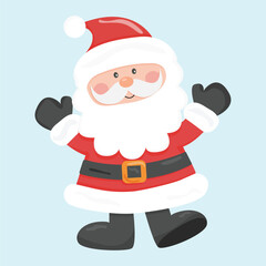 Vector cartoon illustration of a friendly smiling Santa Claus on a green background.