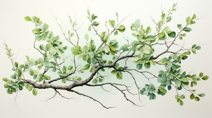 Fruit tree branch watercolor illustration on cotton paper. Very soft colors - obrazy, fototapety, plakaty