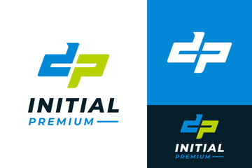 Creative Initial DP PD Sport Training Gym Athlete Dumbbell Power Fitness Logotype Logo Design Branding Template - obrazy, fototapety, plakaty