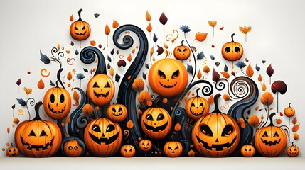 Halloween Pattern wallpaper mock up on white background, Generative AI