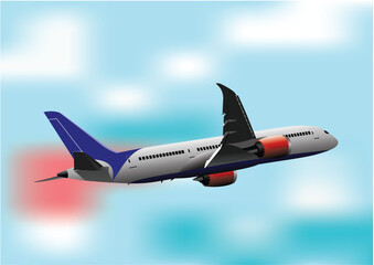Naklejka na ściany i meble Airplane in air. Vector 3d illustration for designers