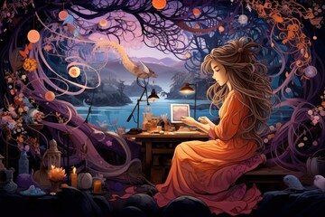 Enigmatic dream weavers, spinning intricate tapestries of dreams and nightmares - Generative AI