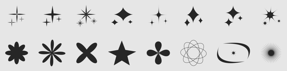 Stars collection. Set of Element Stars shapes. Sparkle Stars vector icons. Shine icons
