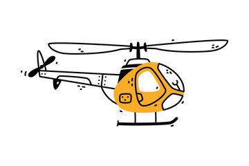 Helicopter as Aircraft Flying in the Air Vector Illustration