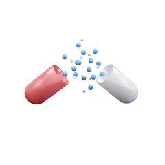 White and red capsule isolated on transparent background. 3d render. PNG. Tablets, medicine concept. 3D rendering, ui, ux. Pills. Health