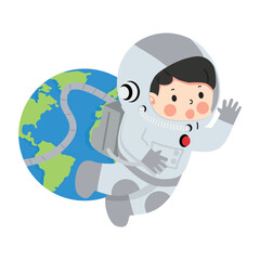 Kid girl Astronaut with earth