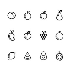 Fruits line icon set. Fruits and berries. Vector illustration