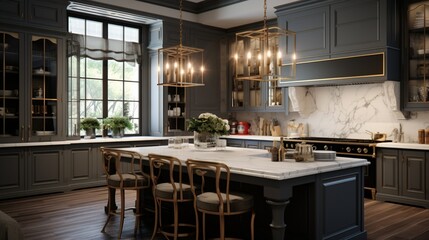 A transitional kitchen with a mix of classic and modern elements