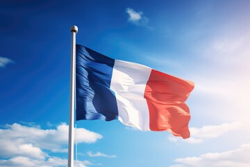 French flag flying on a flagpole
