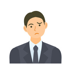 考える男性会社員。フラットなベクターイラスト。 A thinking male office worker. Flat designed vector illustration.	