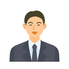 笑う男性会社員。フラットなベクターイラスト。 A laughing male office worker. Flat designed vector illustration.