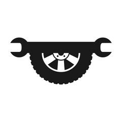 Half part car wheel with wrench. 