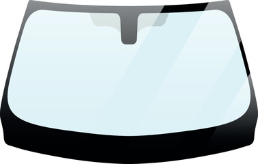 Car glass windshield with light reflection, new clean front window windscreen for car graphic illustrations 