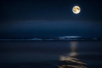 Fototapeta na wymiar moon over sea