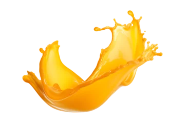 Fotobehang mango juice splash wave swirl isolated in a transparent background, fruit Liquid Splashing PNG © graphicbeezstock