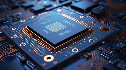 Fototapeta na wymiar computer circuit board micro chip Generative AI