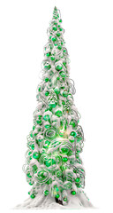 Christmas Tree in snow isolated over png transparent background. Generative AI