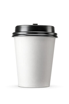 Takeaway paper cup for hot beverages to go isolated. Transparent PNG image.