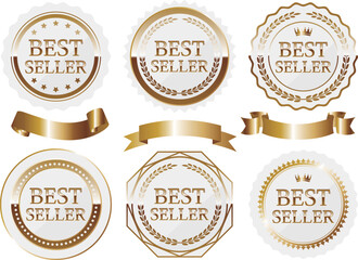 高級感のあるベストセラーのエンブレム6種セット　ホワイト＆ゴールド