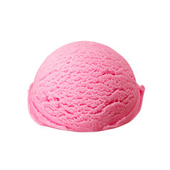 One scoop of pink ice cream isolated. Taste of strawberry, fruit, raspberry, berry, cherry, candy....