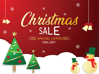 Merry christmas sale banner background 