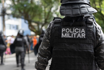 Military police soldiers are seen during the Brazilian Independence Day parade in the city of...