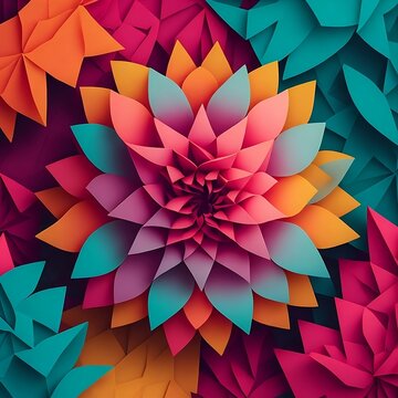 Geometric Colorful Flower Background Design