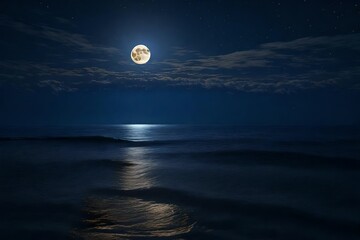 Naklejka na ściany i meble full moon over the sea