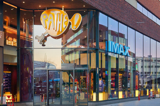 Entrance of a Pathe City movie theater in the Dutch city center of in Arnhem, The Netherlands on December 12, 2022
