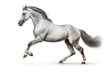 Obraz na płótnie Canvas Beautiful gray horse rearing on white background