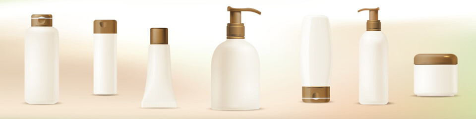 Realistic Cosmetics Package Mockup Product Display Container Beauty Illustration
