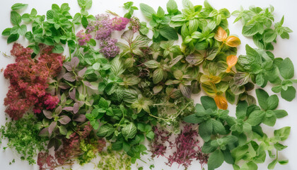 Fresh organic bouquet of multi colored flowers and herbs for healthy eating generated by AI