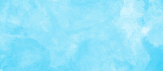 modern and fresh watercolor clouds sky background, Sky clouds with brush painted blue watercolor texture, small and large clouds alternating and moving slowly on cloudy winter morning blue sky.