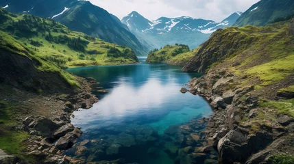 Foto op Plexiglas lake in the mountains Generative AI © Quentin