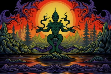 Fototapeta premium Elusive water elementals, appearing as shimmering aquatic beings - Generative AI