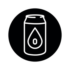 Non-alcoholic beer in a tin can black line icon.
