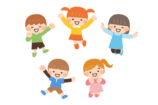 元気な子供達のイラスト素材セット