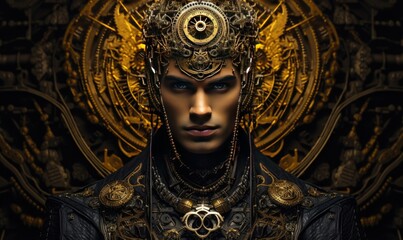 With his striking features and enigmatic gaze, the young handsome dark god captivates all who behold his portrait.