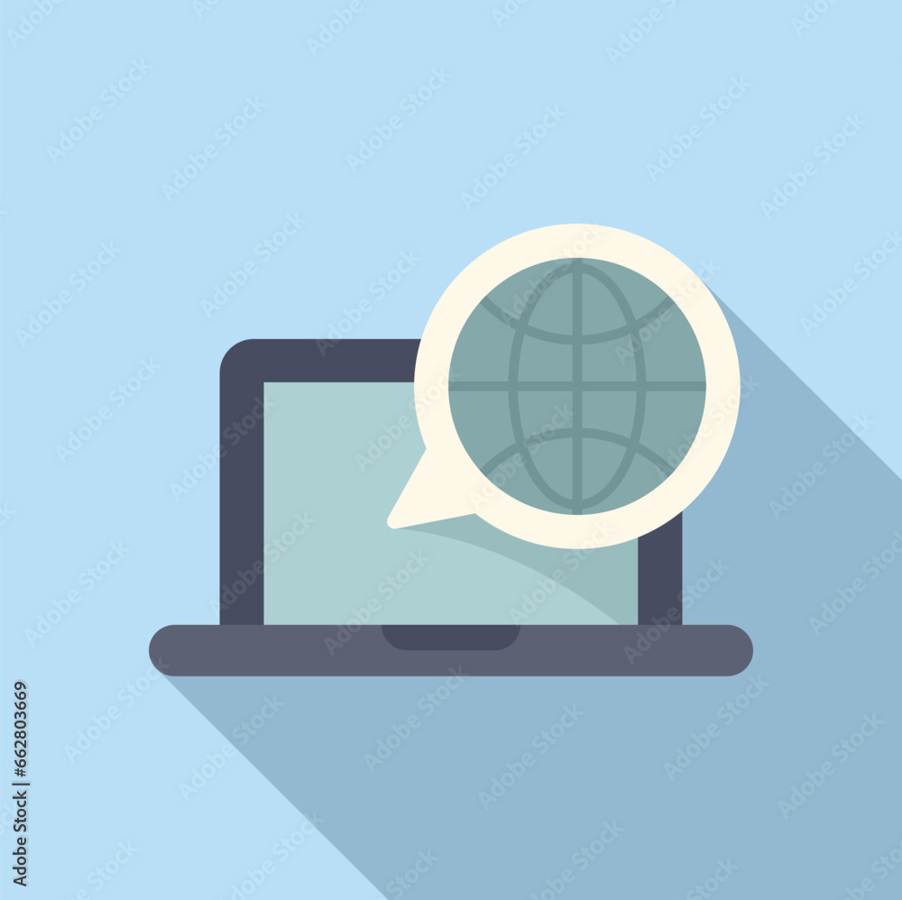 Poster web laptop message icon flat vector. share line. content group