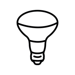 Industrial reflector bulb black line icon.