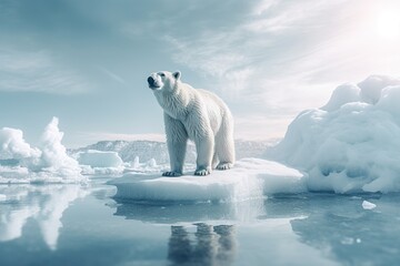 nature bear wildlife polar bear arctic conservation ice animal wilderness cold endangered preservation ecology winter snow climate  environment change warming global warming  - obrazy, fototapety, plakaty