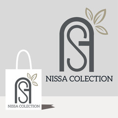 vector illustration, fashion shop logo, NS letter logo, simple and elegant, suitable for a fashion and apparel logo