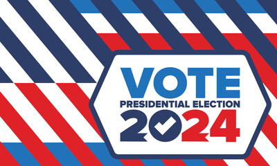 Presidential Election 2024 in United States. Vote day, November 5. US Election. Patriotic american element. Poster, card, banner and background. Vector illustration